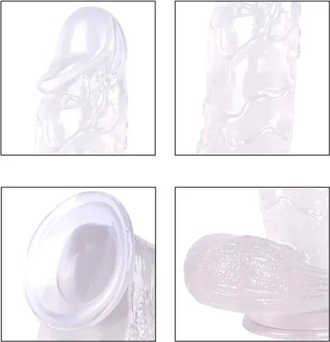 Miniatura 5 de Consolador transparente realista de 10 pulgadas con ventosas fuertes, consoladores de monstruos anales suaves para mujeres, juguetes sexuales, Claro