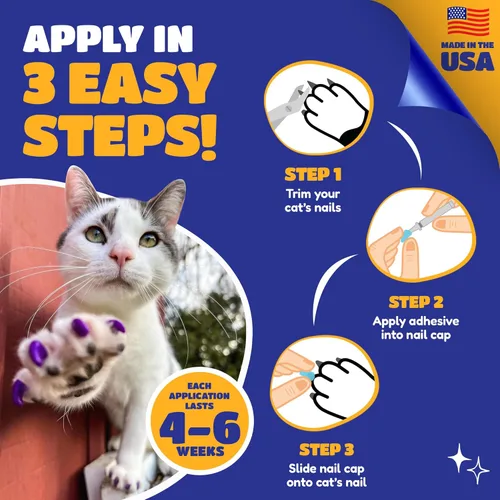 Miniatura 8 de Soft Claws Fundas para Uñas de Gatos para Gatos Pequeños – (40 Fundas, Transparentes) - Fabricado en Estados Unidos - Desarrollado por Veterinarios