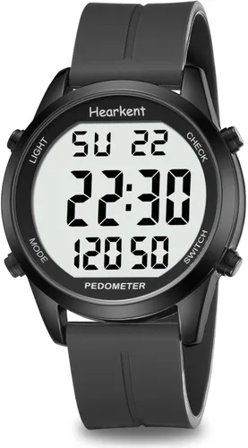 Reloj podómetro para caminar para personas mayores, sin aplicación necesaria, con contador de pasos y calorías y LCD con números grandes