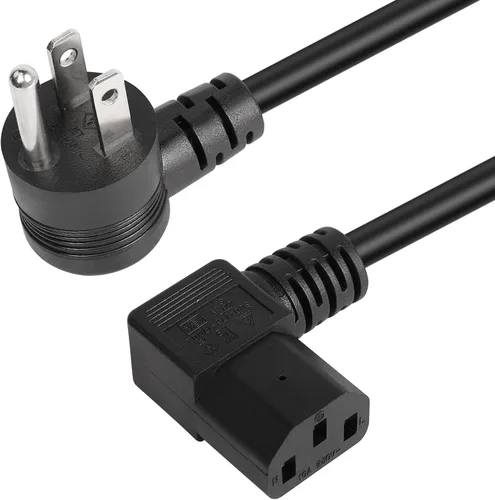 Miniatura 9 de GELRHORN - Cable de alimentación de 3 clavijas NEMA 5-15P a IEC 320 C13, 10 A, 250 V/15 A, 125 V, 18 WAG, ángulo ascendente, NEMA 5-15P a C13, cable