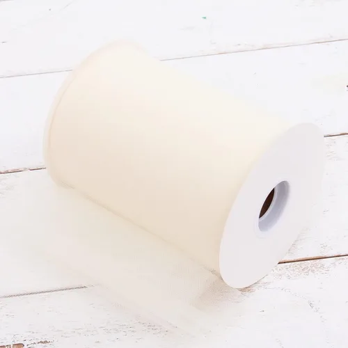 Miniatura 23 de Threadart - Mega rollo de tul beige - 6 x 100 yardas (300 pies) Soft sheer tulle on a 6 x 100yd mega roll (300ft) - for weddings, tutus, costumes
