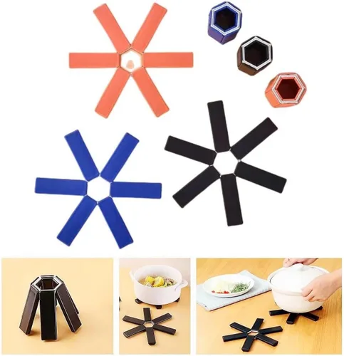 Miniatura 8 de Almohadilla aislante plegable creativa 2023, alfombrilla de silicona resistente al calor, almohadillas calientes antideslizantes para encimeras