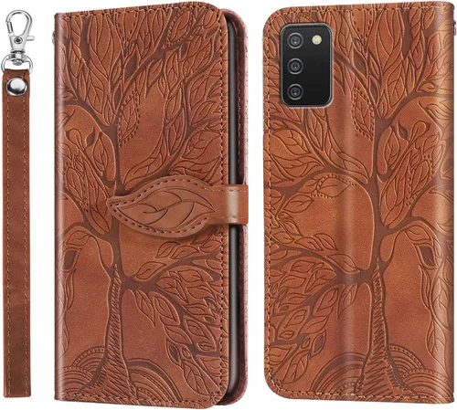 Funda tipo cartera para Samsung Galaxy A03s con tarjetero y ranura a prueba de golpes, de piel sintética, con función atril, protección magnética,