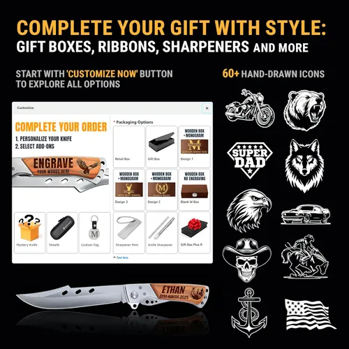 Miniatura 3 de Cuchillo personalizado Grand Way para hombres y mujeres - Ideas de regalos personalizados - Regalos grabados para papá, marido, novio, esposa, novia