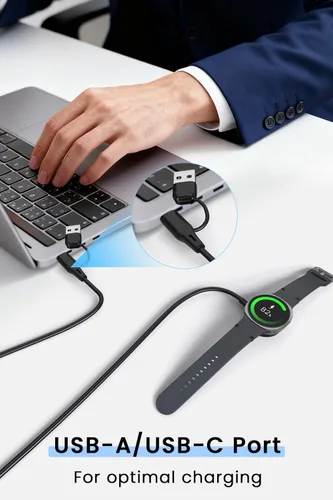 Miniatura 3 de Cargador USB C/A 2 en 1 compatible con Samsung Galaxy Watch 8/8 Classic /7/6/6 Classic/5 Pro/5/4/3/FE/Ultra 2025/2024/Active 1/2 Cable magnético
