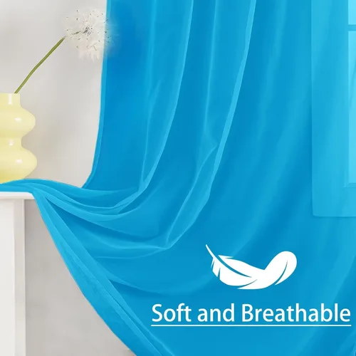 Miniatura 6 de Cortinas semitransparentes de 30 pulgadas de largo, 2 paneles con bolsillo para barra, tratamiento de ventana para sala de estar, dormitorio, Azul