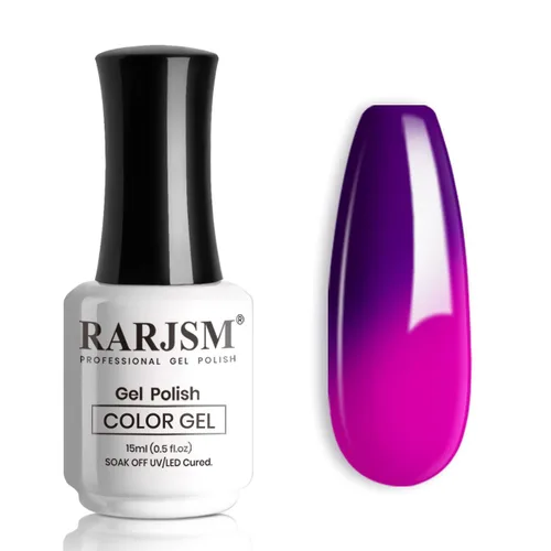 Miniatura 19 de RARJSM Esmalte de uñas en gel que cambia de color Nude Translucido Rosa a Rojo Berry, cambio de temperatura de estado de ánimo térmico, degradado