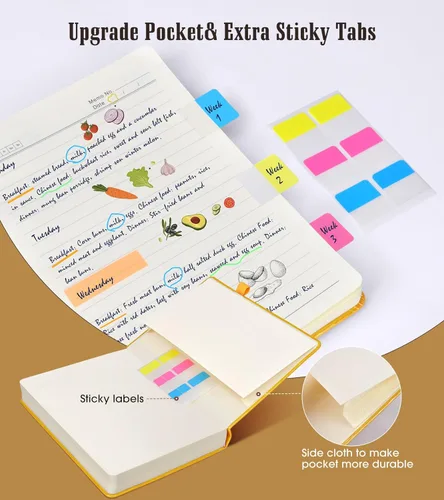 Miniatura 5 de Cuaderno rayado, 365 páginas B5 para escritura, cuaderno rayado para la universidad, cuaderno de cuero con tapa dura para mujeres y hombres, Amarillo