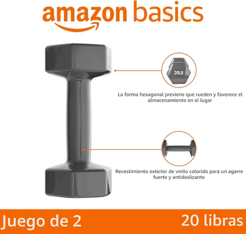 Miniatura 2 de Amazon Basics - Mancuernas con revestimiento de vinilo para mano