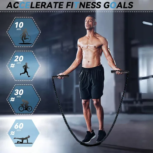 Miniatura 3 de Cuerda de saltar pesada de 5 libras para hombres y mujeres, cuerda de saltar pesada para adultos, cuerdas de saltar pesadas para entrenamiento