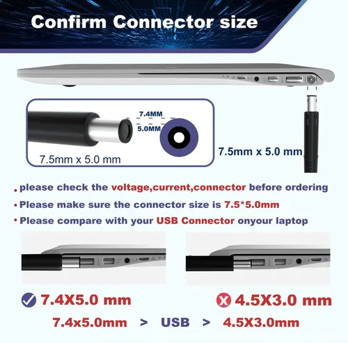 Miniatura 3 de Cargador para portátil de 90 W compatible con Dell Latitude E6430 E6440 E6410 E6420 E6230 E6330 E6400 E6500 E6520 E6530 E7440, Precision M2400