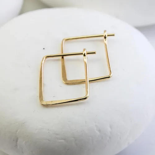 Miniatura 71 de Aretes de aro finos martillados, elegantes plata esterlina geométrica sólida, relleno de oro y relleno de oro rosa; para mujer por Lotus Stone