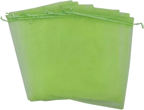 Miniatura 4 de Ankirol 50 bolsas de organza transparente, 12 x 16 bolsas grandes de organza con cordón (verde)