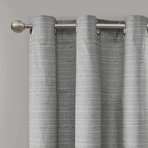 Miniatura 2 de Comfort Spaces - Juego de 2 paneles de cortina de tela de ramio para ventana Gris