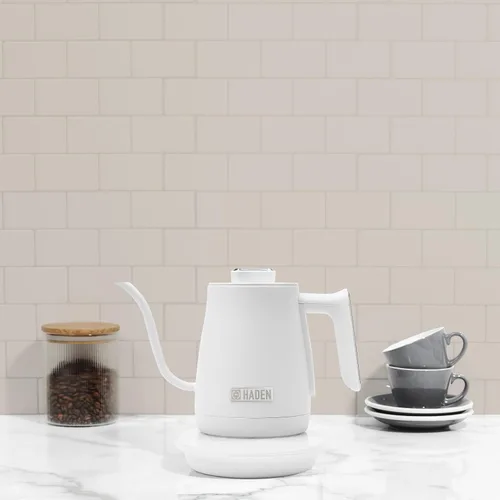 Miniatura 8 de Haden Hervidor eléctrico de acero inoxidable de 0.6 litros, hervidor de agua caliente con cuello de cisne con base de 360 grados y apagado