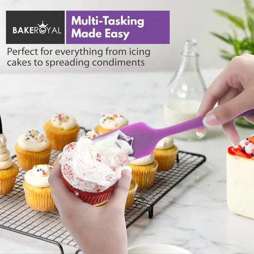 Miniatura 8 de BakeRoyal Juego de espátulas de silicona – 4 espátulas de goma de silicona resistente al calor 600°F para tareas diarias – Espátulas de cocina