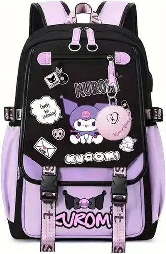 Roffatide Mochila de anime impresa de negocios casual para computadora portátil, mochila para viajes, senderismo, mochila de 17 pulgadas A