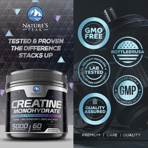 Miniatura 4 de Monohidrato de creatina, 5000 mg por porción, suplemento de creatina micronizada pura en polvo para hombres y mujeres, sin sabor, la creatina