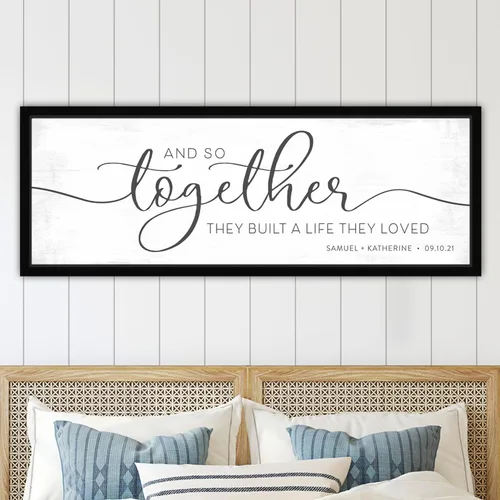 Miniatura 11 de Pretty Perfect Studio Letrero personalizado con texto en inglés "This Is Us", arte de pared personalizado con nombres de familia sobre lienzo de 6 x