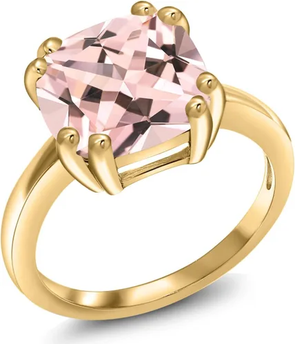 Miniatura 15 de Gem Stone King 3-5 Cttw Gemstone Birthstone Double Prong Solitaire Ring for Women 18K Yellow Gold Plated Silver Cushion 10MM Anniversary