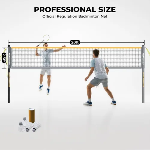 Miniatura 9 de Haokelball Outdoor Badminton Net Set with Anti-Sag Winch System - 20ft Badminton Net, 4 Rackets, 3 Shuttlecocks & Carry Bag, Badminton Set for