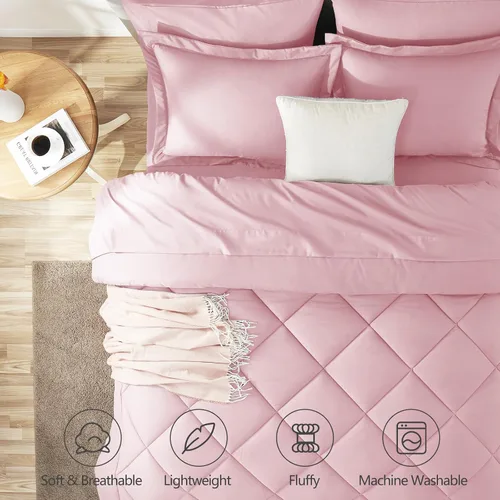 Miniatura 66 de CozyLux Juego de edredón tamaño King, color naranja quemado, toda la ropa de cama en una sola bolsa, 7 piezas: edredón, fundas de almohada