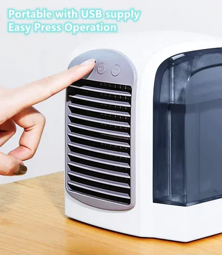 Miniatura 4 de Mini enfriador de aire personal, enfriadores compactos USB, enfriador de ventilador portátil con tanque de agua, para el hogar, oficina, dormitorio