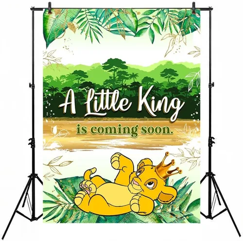 Similar Decoraciones de baby shower para niños, 5 x 7 pies, telón de fondo africano Baby Shower de vinilo para baby shower, Simba Wild One Jungle