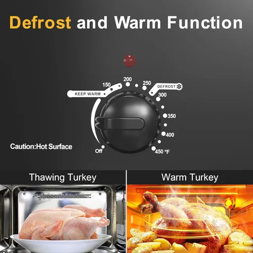 Miniatura 3 de Horno rostizador eléctrico, con tapa visible y autohumectante, grande, funciones de descongelado y mantenimiento de calor, temperatura ajustable