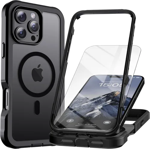 Miniatura 10 de Funda magnética para iPhone 13 Pro Max, protector de pantalla, compatible con MagSafe, protección contra caídas de grado militar, protección