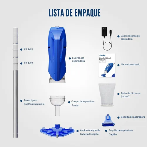 Miniatura 6 de 2025 Aspiradora de piscina portátil mejorada para piscinas sobre el suelo e incrustadas - Limpiador de piscina inalámbrico con 18.5 GPM de succión