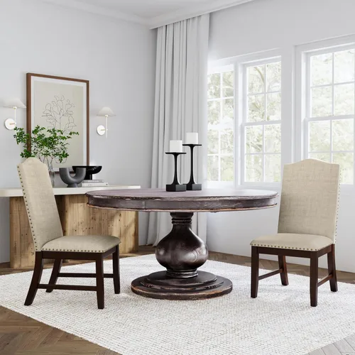 Miniatura 32 de Homepop Silla de comedor con detalles festoneados, sillas de comedor Parsons tapizadas, muebles decorativos para el hogar, tejido gris claro
