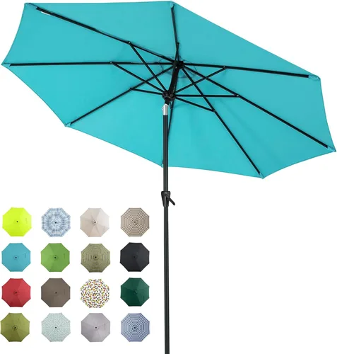 Miniatura 33 de Tempera Patio Market Outdoor Table Umbrella with Auto Tilt and Crank, Large Sun Umbrella with Sturdy Pole & Fade Resistant Canopy, Easy to Set Verde