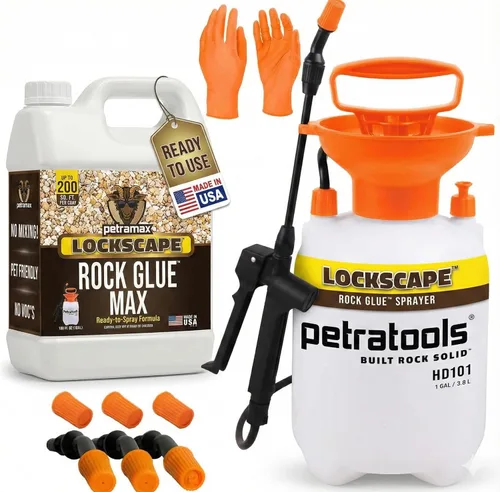 Miniatura 11 de PetraMax Lockscape - Pegamento de mantillo para paisajismo, 1 galón (fabricado en Estados Unidos), adhesivo de paisaje seguro para mascotas
