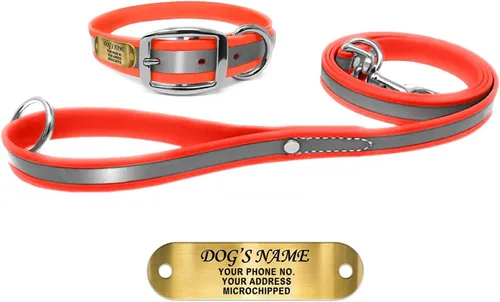 Miniatura 17 de Regal Dog Products Collar Reflectante para Perro con Placa de Nombre Grabada Personalizada Collares para Perro Personalizados de Biothane Rosa