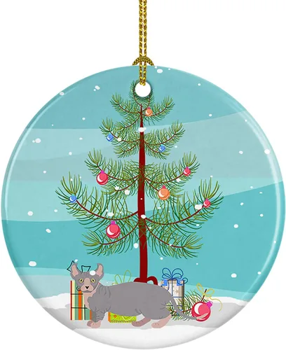 Miniatura 150 de Caroline's Treasures Adorno de cerámica con texto en inglés "Merry Christmas" para colgar en el árbol de Navidad, decoración para el hogar, Navidad