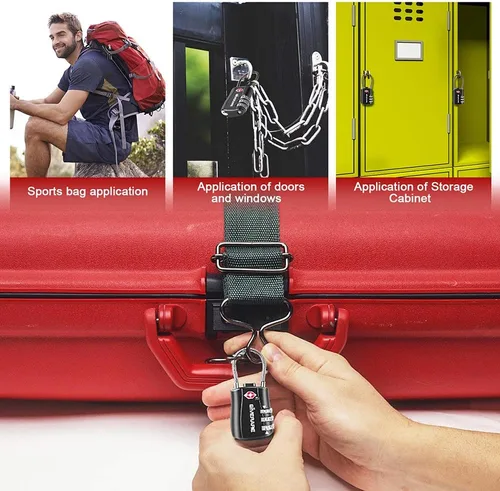 Miniatura 7 de GIVERARE Cerraduras de equipaje aprobadas por la TSA, cerradura de cable de viaje combinada, candados de 3 dígitos reconfigurables con cuerpo de 1