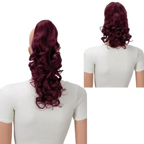 Miniatura 19 de PRETTYSHOP 16 o 20 pulgadas clip para el pelo en extensión cola de caballo 2 en 1 rizada resistente al calor