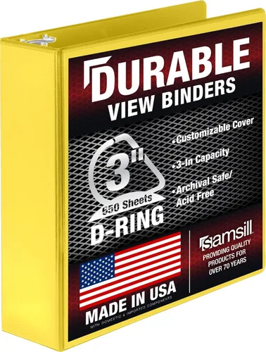 Miniatura 140 de Samsill Carpeta duradera de 1.5 pulgadas, fabricada en los Estados Unidos, carpeta de anillos en D, carpeta transparente personalizable, color rojo