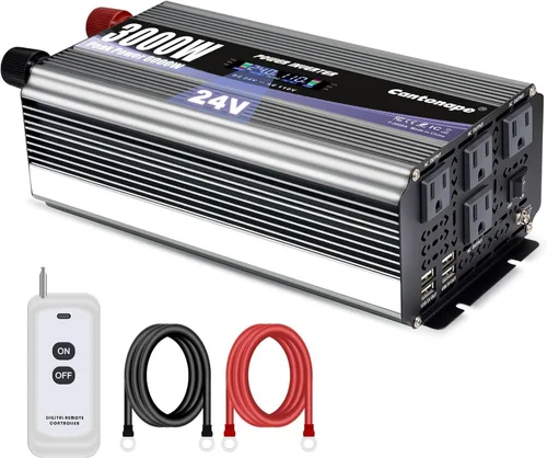 Miniatura 12 de Cantonape Inversor de corriente de 3000 W de 12 V a 110 V/120 V CC a CA con pantalla LCD, control remoto y 4 salidas de CA, adaptador de coche