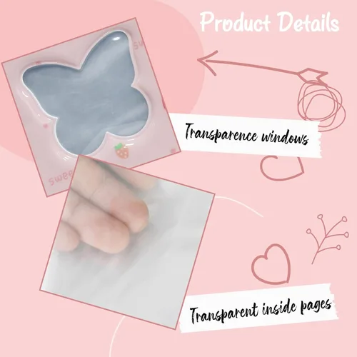Miniatura 4 de Mini Álbum de Fotos de 3 Pulgadas Carpeta de Tarjetas Fotográficas Kpop, Portador de Tarjetas Fotográficas con Diseño Calado de Mariposa, Portador