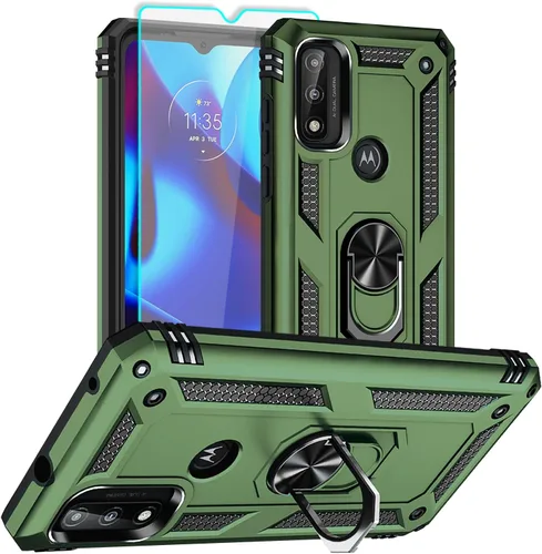 Funda para Moto G Pure, Moto G Power 2022 con protector de pantalla HD, [grado militar de 16 pies probada en caídas], anillo protector a prueba de
