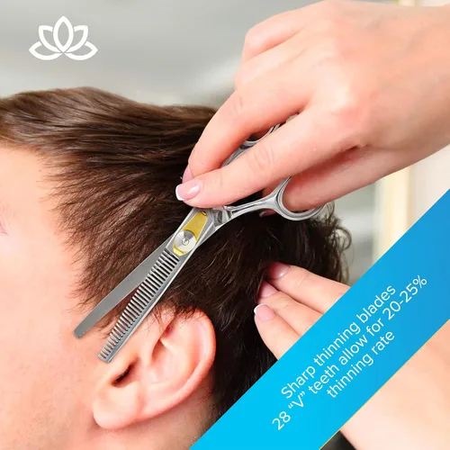 Miniatura 6 de Equinox International, Serie profesional de filo de afeitado - Juego de tijeras para cortar y adelgazar y texturizar el cabello, 6.5 pulgadas, acero