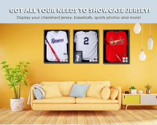 Miniatura 4 de Caja grande de sombra de jersey, caja de sombra militar, extra profunda, XL, grande, marco de exhibición de jersey negro, con bloqueo con protección
