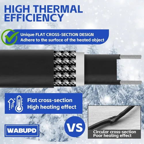 Miniatura 3 de Cinta de calor de 3 pies a 200 pies para tuberías de agua, cable de calor de tubo de descongelación de -40 °F, tubo de cable de calefacción