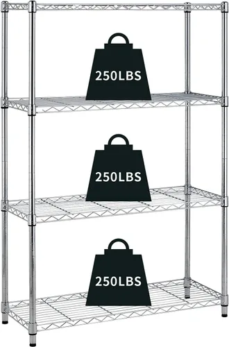 Estantería de alambre de 4 niveles, organizador de estantes de 54 x 36 x 14 pulgadas, estante de almacenamiento de metal resistente, estante de Cromo
