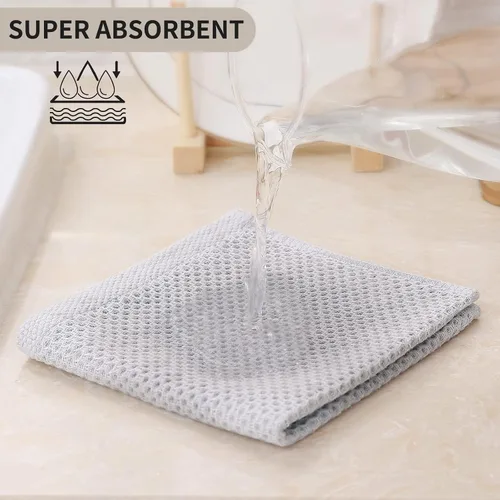 Miniatura 3 de Kitinjoy - Paños de cocina de 100% algodón, 6 paquetes de tejido a cuadros ultra suaves absorbentes para secar platos, toallas de cocina de secado