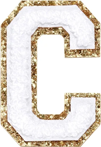 Miniatura 15 de Parches de letras de felpilla para planchar con purpurina, parches bordados con borde dorado, parches para coser en ropa, sombrero, camisa, bolsa