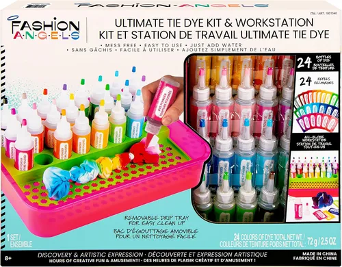 Miniatura 4 de Fashion Angels Kit de teñido anudado y estación de trabajo, artes y manualidades para grupos, incluye botellas prellenadas y tinte, guantes y más