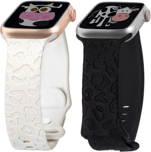 Miniatura 13 de 2 correas grabadas compatibles con Apple Watch Band 1.732 in 1.575 in 1.772 in, correa deportiva de silicona para mujeres y niñas, correa deportiva